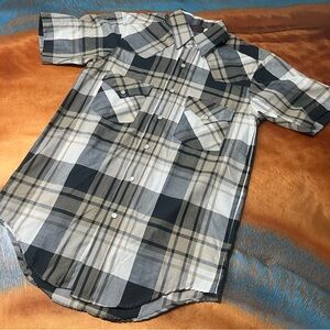 Vintage Winchester Pearl Snap Button down Plaid western shirt small USA